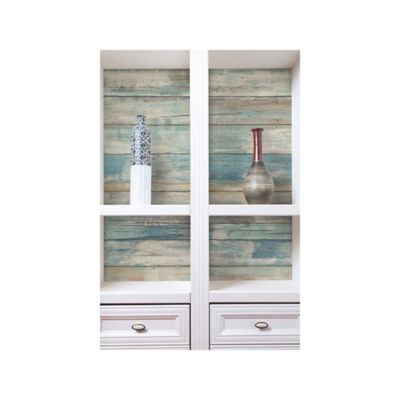 Image showing  Blue Distressed Wood Blue Peel & Stick Wallpaper