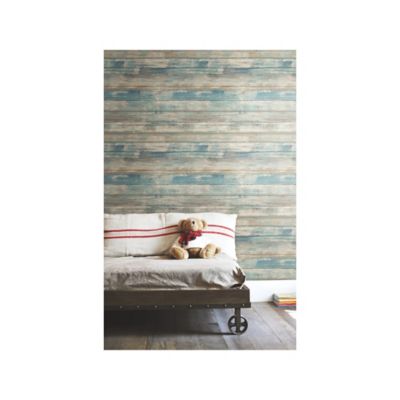 Image showing  Blue Distressed Wood Blue Peel & Stick Wallpaper