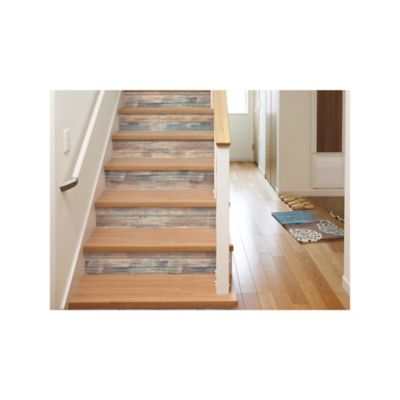 Image showing 5 th RoomMates Blue Distressed Wood Blue Peel & Stick Wallpaper