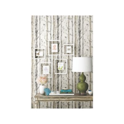 Image showing 6 th RoomMates White & Brown Birch Trees Peel & Stick Wallpaper