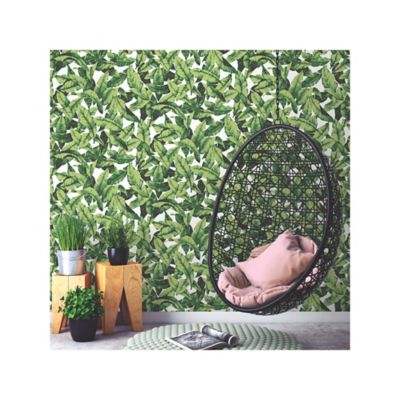 Image showing 6 th RoomMates Green Palm Leaf Peel & Stick Wallpaper