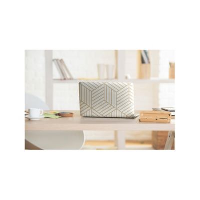 Image showing  Stripped Hexagon Peel & Stick Wallpaper, White and Gold