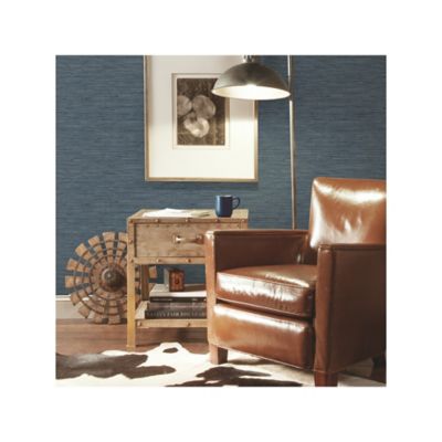 Image showing  Faux Grasscloth Peel & Stick Wallpaper, Blue