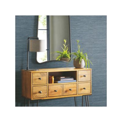 Image showing  Faux Grasscloth Peel & Stick Wallpaper, Blue