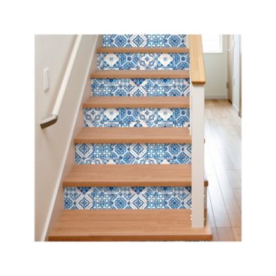 Image showing  Blue Mediterranian Tile Peel & Stick Wallpaper