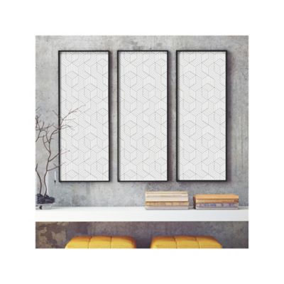 Image showing  Stripped Hexagon Peel & Stick Wallpaper, White and Grey