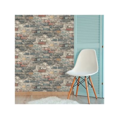 Image showing  Blue Brick Alley Peel & Stick Wallpaper