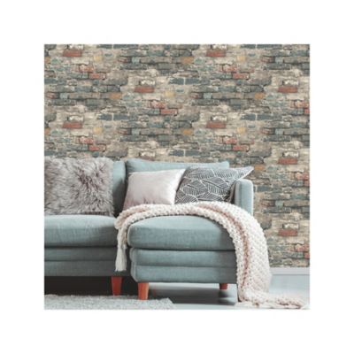 Image showing  Blue Brick Alley Peel & Stick Wallpaper