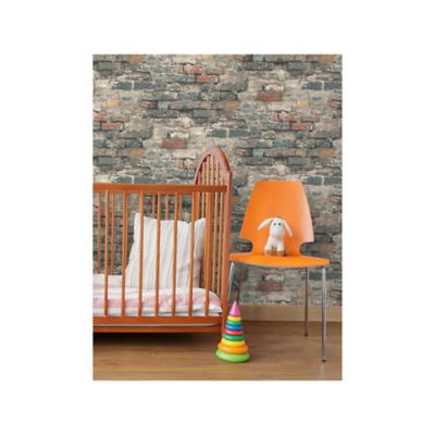 Image showing  Blue Brick Alley Peel & Stick Wallpaper