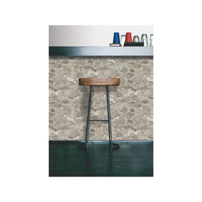 Image showing  Grey and Almond Weathered Stone Peel and Stick Wallpaper