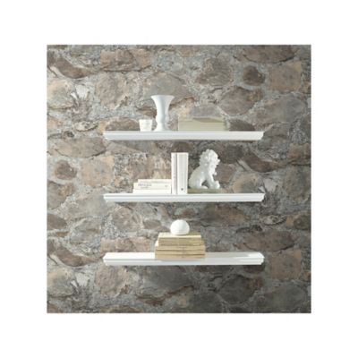 Image showing  Grey and Almond Weathered Stone Peel and Stick Wallpaper