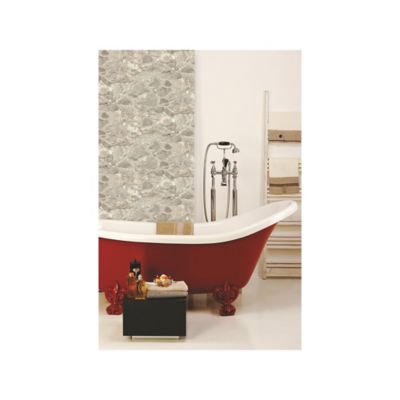 Image showing 6 th RoomMates Grey and Almond Weathered Stone Peel and Stick Wallpaper