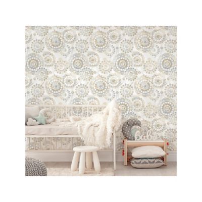 Image showing  Bohemian Peel & Stick Wallpaper, Tan and Blue