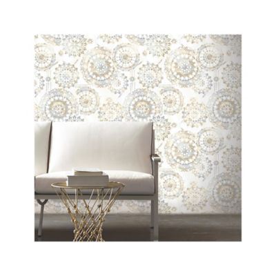 Image showing  Bohemian Peel & Stick Wallpaper, Tan and Blue