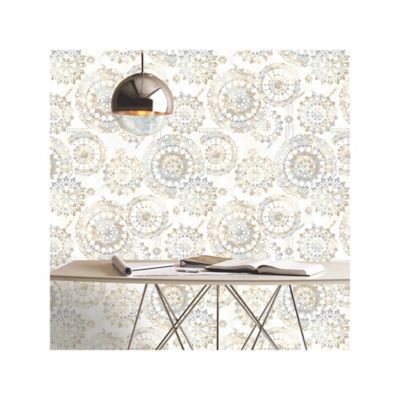 Image showing  Bohemian Peel & Stick Wallpaper, Tan and Blue
