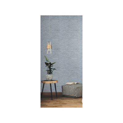 Image showing  Faux Grasscloth Peel & Stick Wallpaper, Blue and Grey