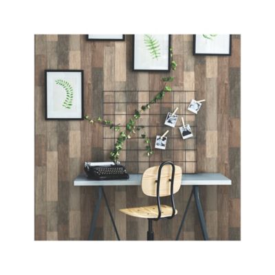 Image showing  Brown Dark Weathered Plank Peel & Stick Wallpaper