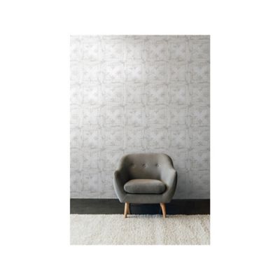 Image showing  White Tin Tile Peel & Stick Wallpaper