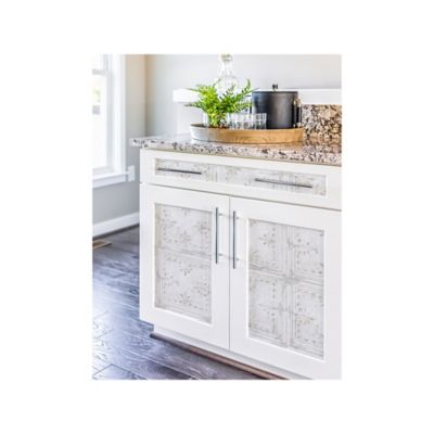 Image showing  White Tin Tile Peel & Stick Wallpaper