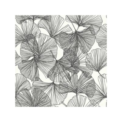 RoomMates Ginkgo Leaves Peel & Stick Wallpaper, Black and White