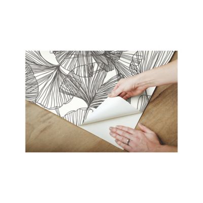 Image showing  Ginkgo Leaves Peel & Stick Wallpaper, Black and White