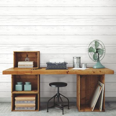 Image showing  Shiplap Peel & Stick Wallpaper, White and Grey