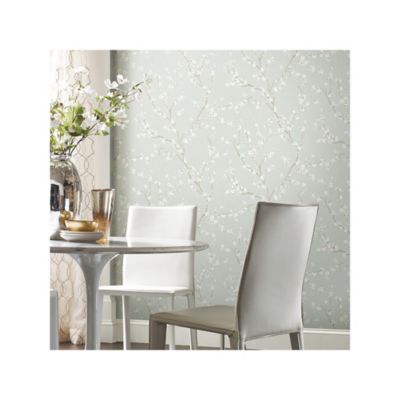 Image showing  Cherry Blossom Peel & Stick Wallpaper, Blue