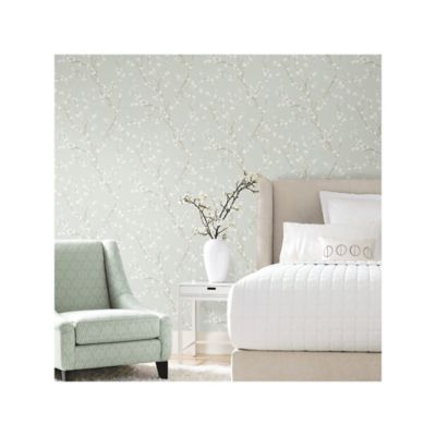 Image showing  Cherry Blossom Peel & Stick Wallpaper, Blue