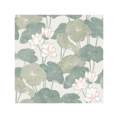 RoomMates Lily Pad Peel & Stick Wallpaper, Beige and Green