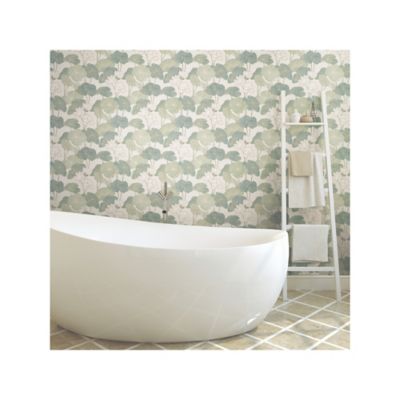 Image showing  Lily Pad Peel & Stick Wallpaper, Beige and Green