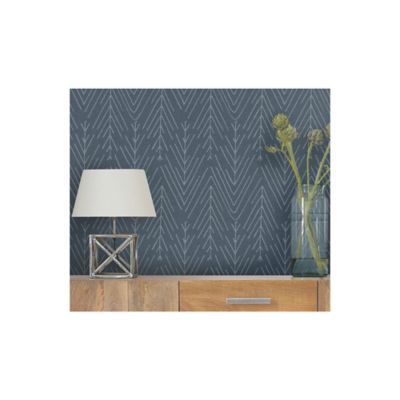 Image showing  Twig Hygge Herringbone Peel & Stick Wallpaper, Navy and Grey