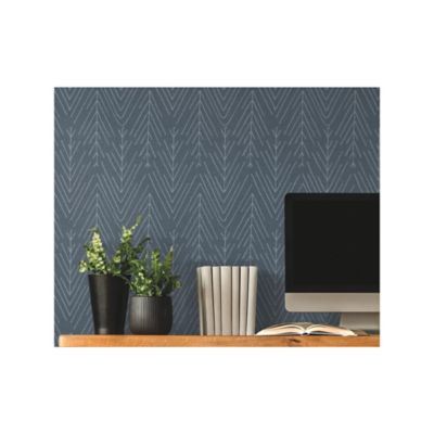 Image showing  Twig Hygge Herringbone Peel & Stick Wallpaper, Navy and Grey