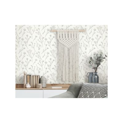 Image showing  Twigs Peel & Stick Wallpaper, Brown and White