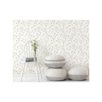 Image showing  Twigs Peel & Stick Wallpaper, Brown and White