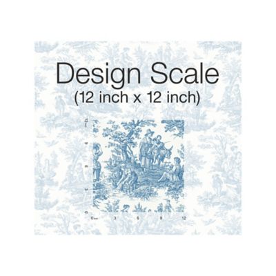 Image showing  Blue & White Country Life Toile Peel & Stick Wallpaper