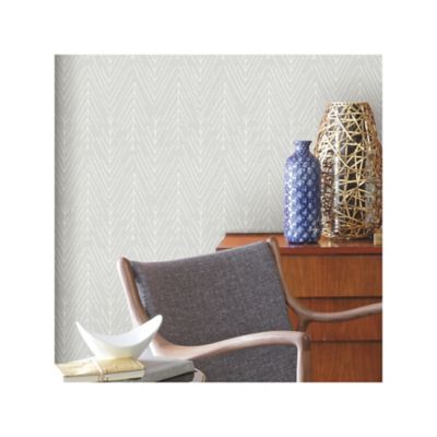 Image showing  Twig Hygge Herringbone Peel & Stick Wallpaper, Grey and White