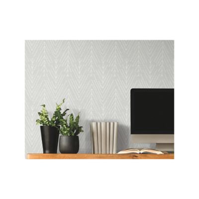 Image showing  Twig Hygge Herringbone Peel & Stick Wallpaper, Grey and White