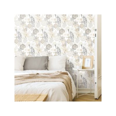 Image showing  Perennial Blooms Peel & Stick Wallpaper, Beige