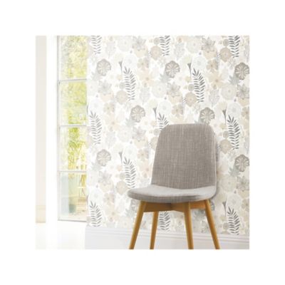 Image showing  Perennial Blooms Peel & Stick Wallpaper, Beige