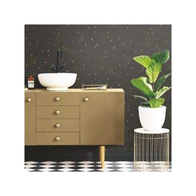 Image showing  Upon A Star Peel & Stick Wallpaper, Black