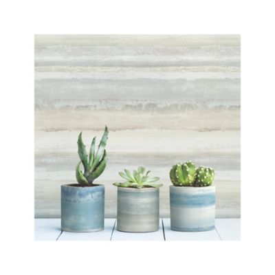 Image showing  Tan Watercolor Stripe Tan Peel & Stick Wallpaper