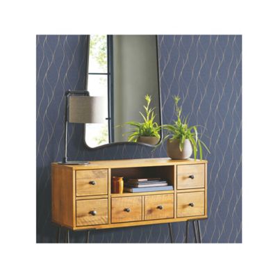Image showing  Wave Ogee Peel & Stick Wallpaper, Blue