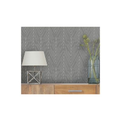 Image showing  Twig Hygge Herringbone Peel & Stick Wallpaper, Grey and Charcoal