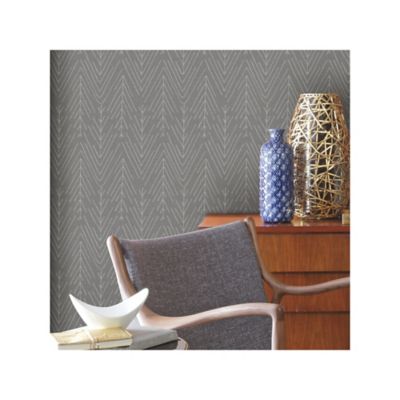 Image showing  Twig Hygge Herringbone Peel & Stick Wallpaper, Grey and Charcoal