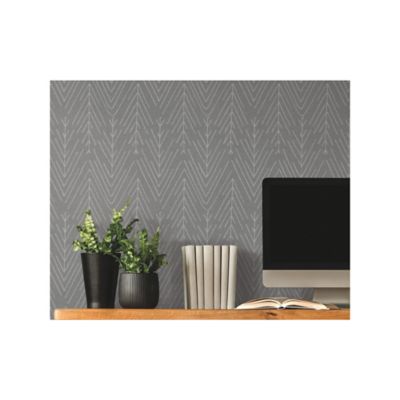 Image showing  Twig Hygge Herringbone Peel & Stick Wallpaper, Grey and Charcoal