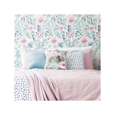 Image showing  Clara Jean April Showers Peel & Stick Wallpaper, Pink and Green