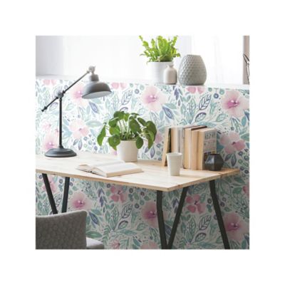 Image showing  Clara Jean April Showers Peel & Stick Wallpaper, Pink and Green