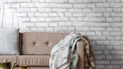 Image showing  Tan Terrazzo Peel & Stick Wallpaper