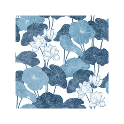 RoomMates Lily Pad Peel & Stick Wallpaper, Blue and White