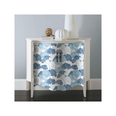 Image showing  Lily Pad Peel & Stick Wallpaper, Blue and White